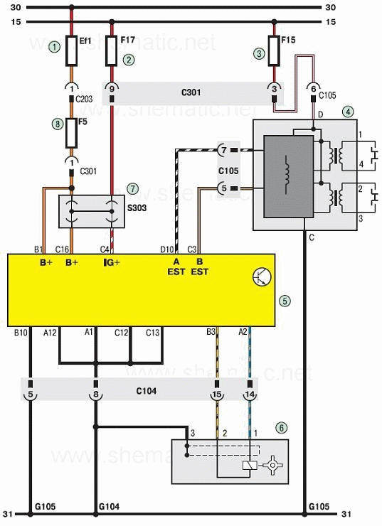 Система управления двигателем Шевроле Ланос (схема 1)