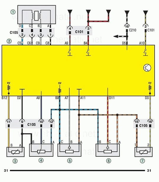 Система управления двигателем Шевроле Ланос (схема 3)