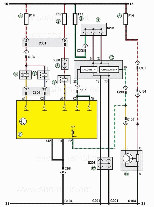 Система управления двигателем Шевроле Ланос (схема 4)