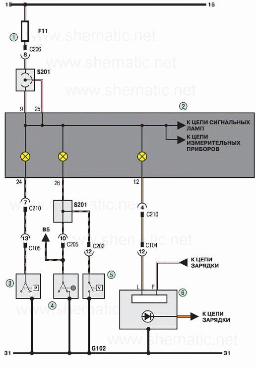 Соединения комбинации приборов Шевроле Ланос (схема 3)