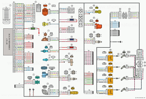 Схема электрических соединений системы зажигания автомобиля LADA Priora (ВАЗ-2170)