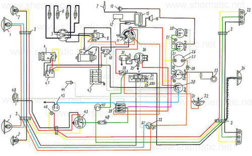 Схема электрооборудования автомобиля «Москвич 407» и его модификаций