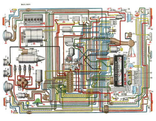 Схема электрооборудования автомобиля ВАЗ 21011.