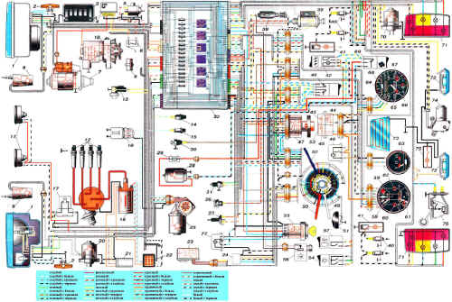 Схема электрооборудования автомобиля ВАЗ 2104.