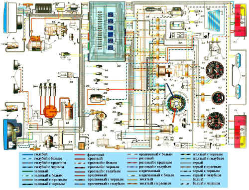 Схема электрооборудования автомобиля ВАЗ 2105.