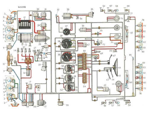 Схема электрооборудования автомобиля ВАЗ 2106 (2).