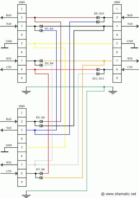 Схема разветвителя для усеченного RS232