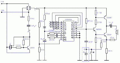 Схема фазовой компенсации сигнала в телефонном аппарате на микросхеме KS5805A.