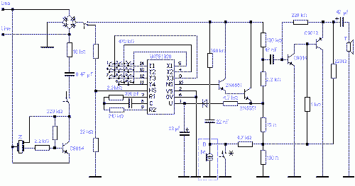Схема фазовой компенсации сигнала в телефонном аппарате на микросхеме WE91928.
