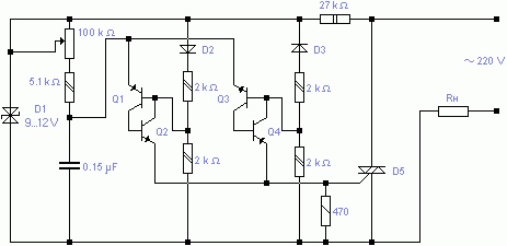Схема регулятора мощности на симисторе