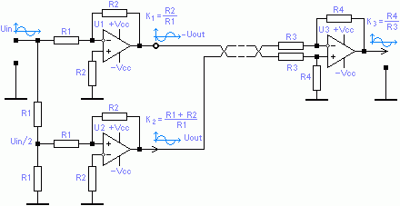 Схема дифференциального выхода для аналогового сигнала