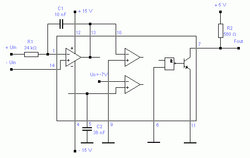 Структурная схема преобразователя напряжение - частота КР1108ПП1.