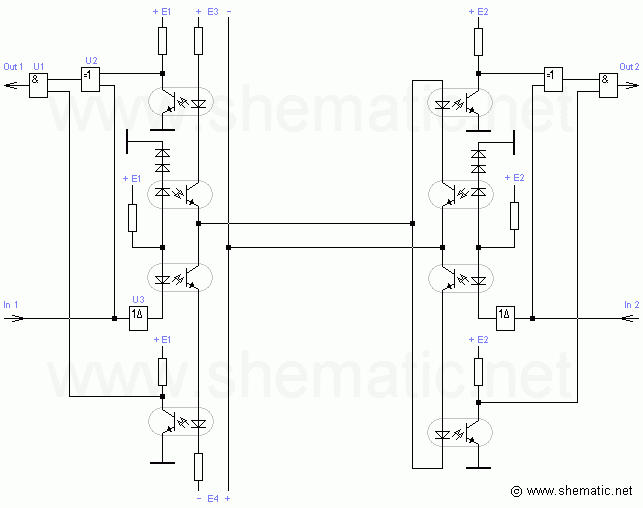 Схема одновременной передачи данных по одному кабелю в двух направлениях