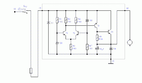 Схема реле регулятора подзарядки аккумулятора.