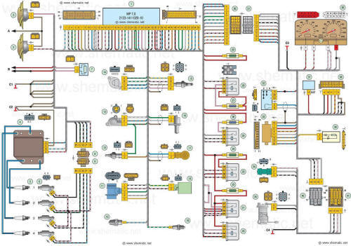 Схема электрических соединений системы управления двигателем Chevrolet Niva (ВАЗ-2123)