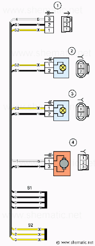 Схема электрических соединений фонарей освещения номерного знака автомобиля LADA Priora (ВАЗ-2170)