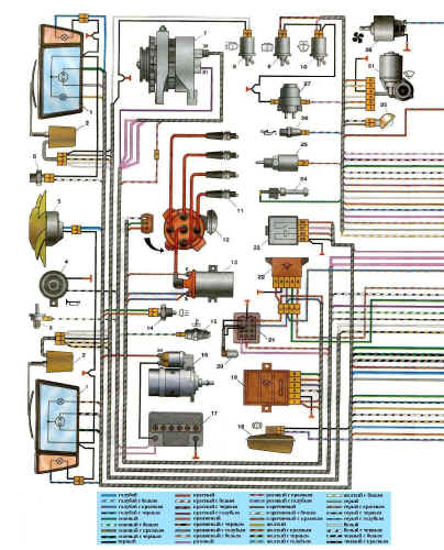 Схема электрооборудования автомобиля ВАЗ 2108, ВАЗ 2109 (левая часть схемы).