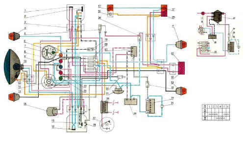 Схема электрооборудования мотоциклов КМЗ-8,155 «Днепр-11», КМЗ-8.922 «Днепр-16», КМЗ-8.157 «Днепр-14»