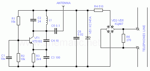Схема телефонного ЧМ - ретранслятора