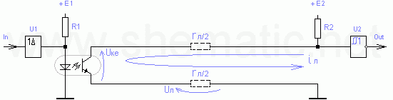 Схема связи контролера с удаленным объектом с питанием от источника приемника